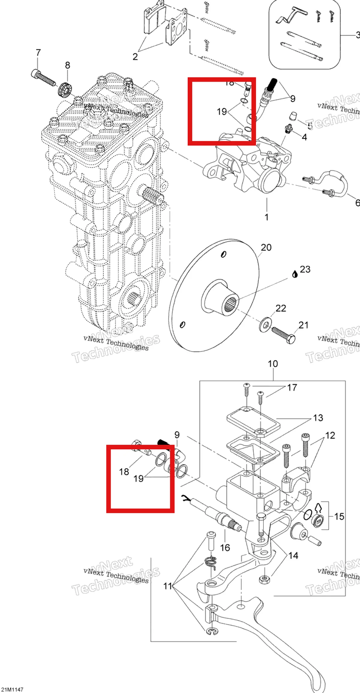 Деталь 414920500 (Деталь Bolt For Hose Connect.) на схеме узла 2012 Ski-Doo Skandic SWT V800 YetiII Brakes