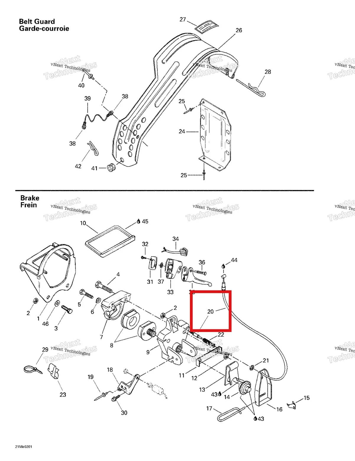 Деталь 414920800 на схеме узла 2002 Ski-Doo Tundra R Brake And Belt Guard