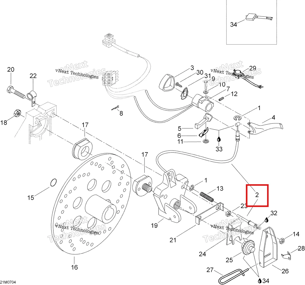 Деталь 414922500 (Деталь Brake Cable) на схеме узла 2007 Ski-Doo Skandic LT 440F Brakes