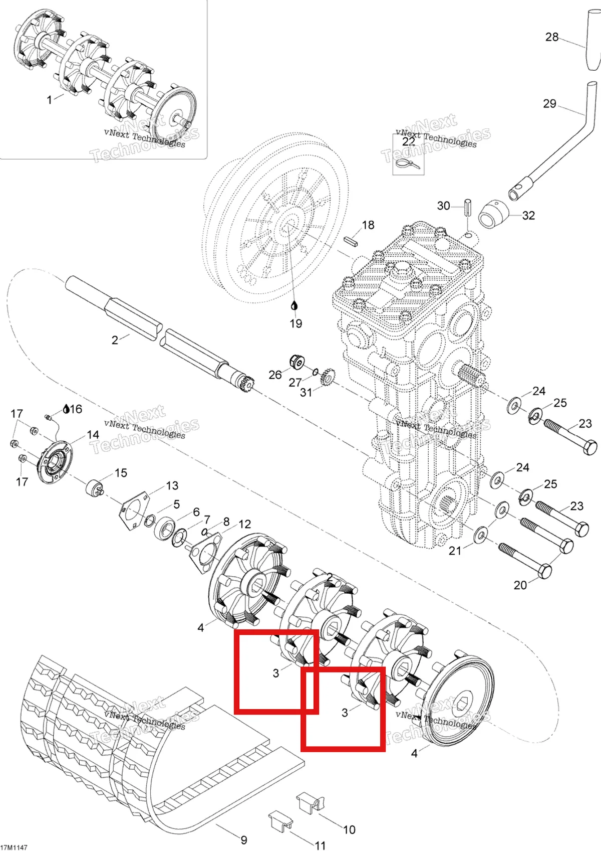Деталь 414931800 (Шкив) на схеме узла 2012 Ski-Doo Skandic SWT V800 YetiII Drive System