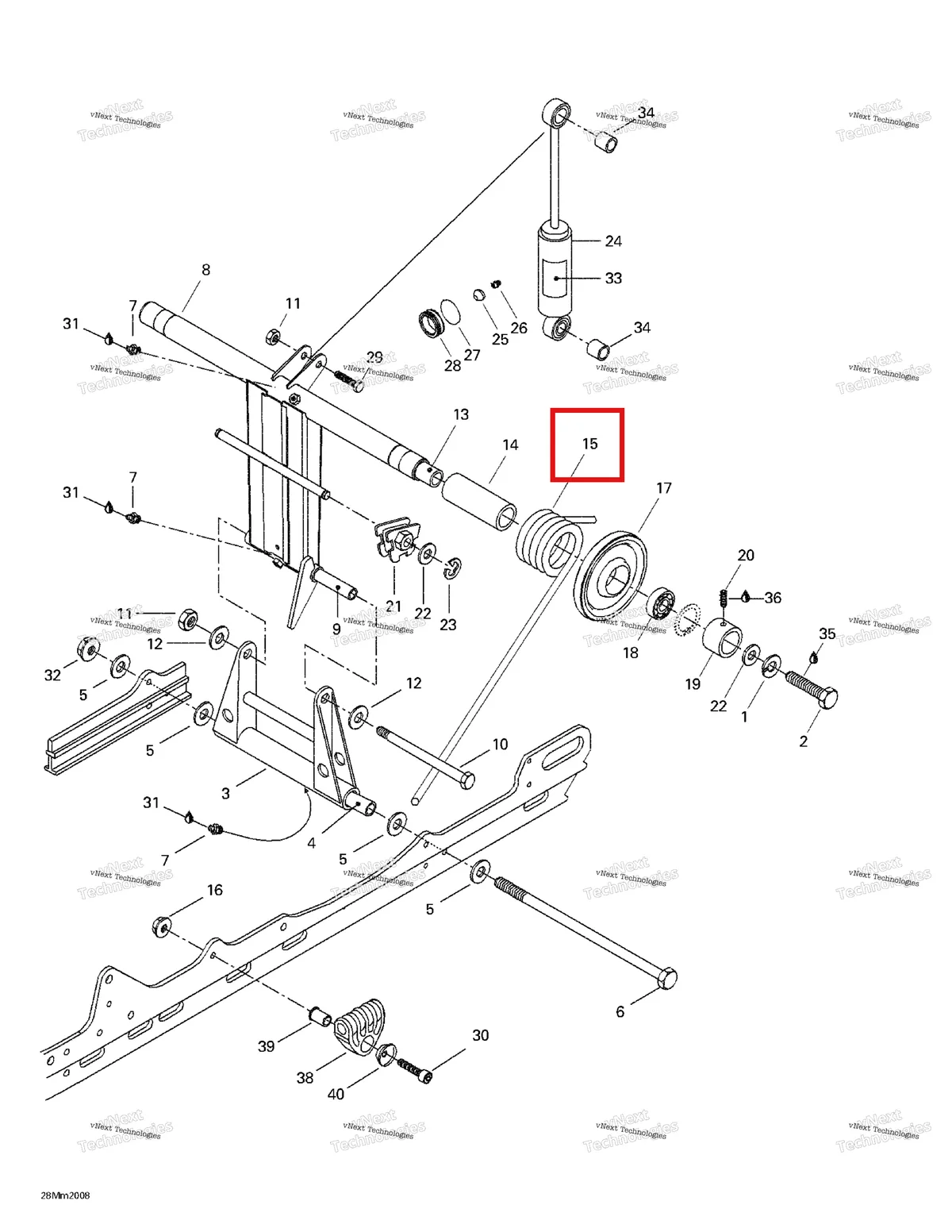 Деталь 414943500 на схеме узла 2000 Ski-Doo Summit 600/SB Rear Arm, Rear Suspension