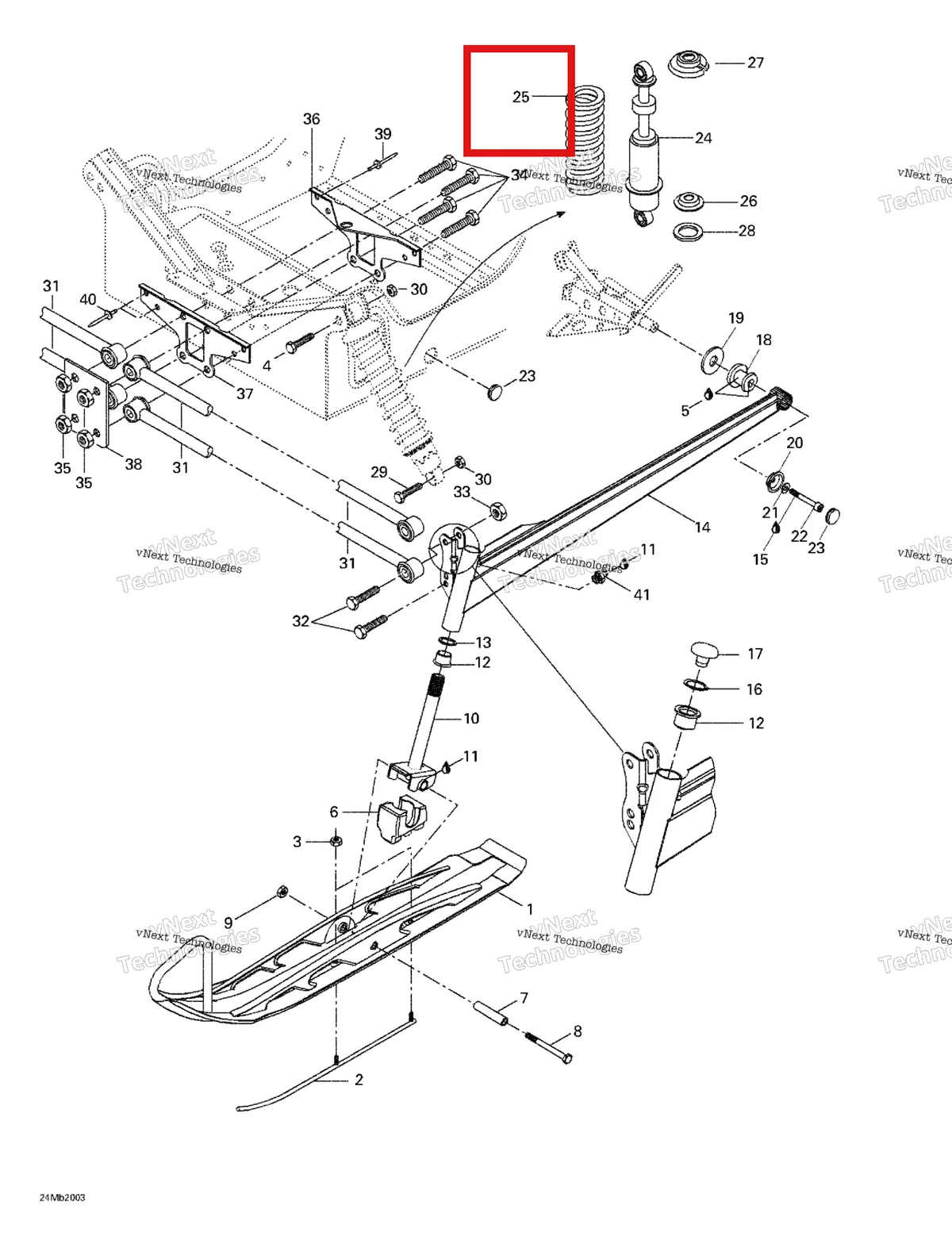 Деталь 414955800 (Пружина) на схеме узла 2000 Ski-Doo Skandic 380/500 Front Suspension And Ski