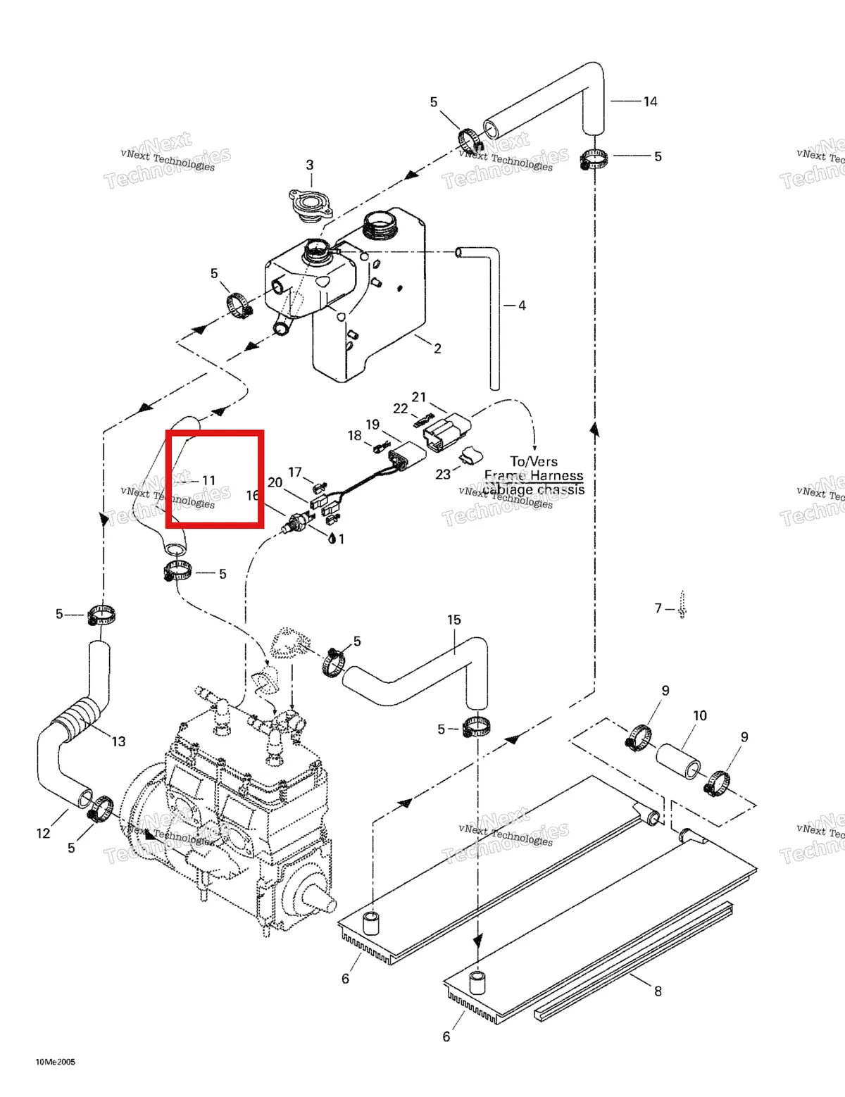 Деталь 414972900 (Патрубок) на схеме узла 2000 Ski-Doo Formula 500 LC Cooling System