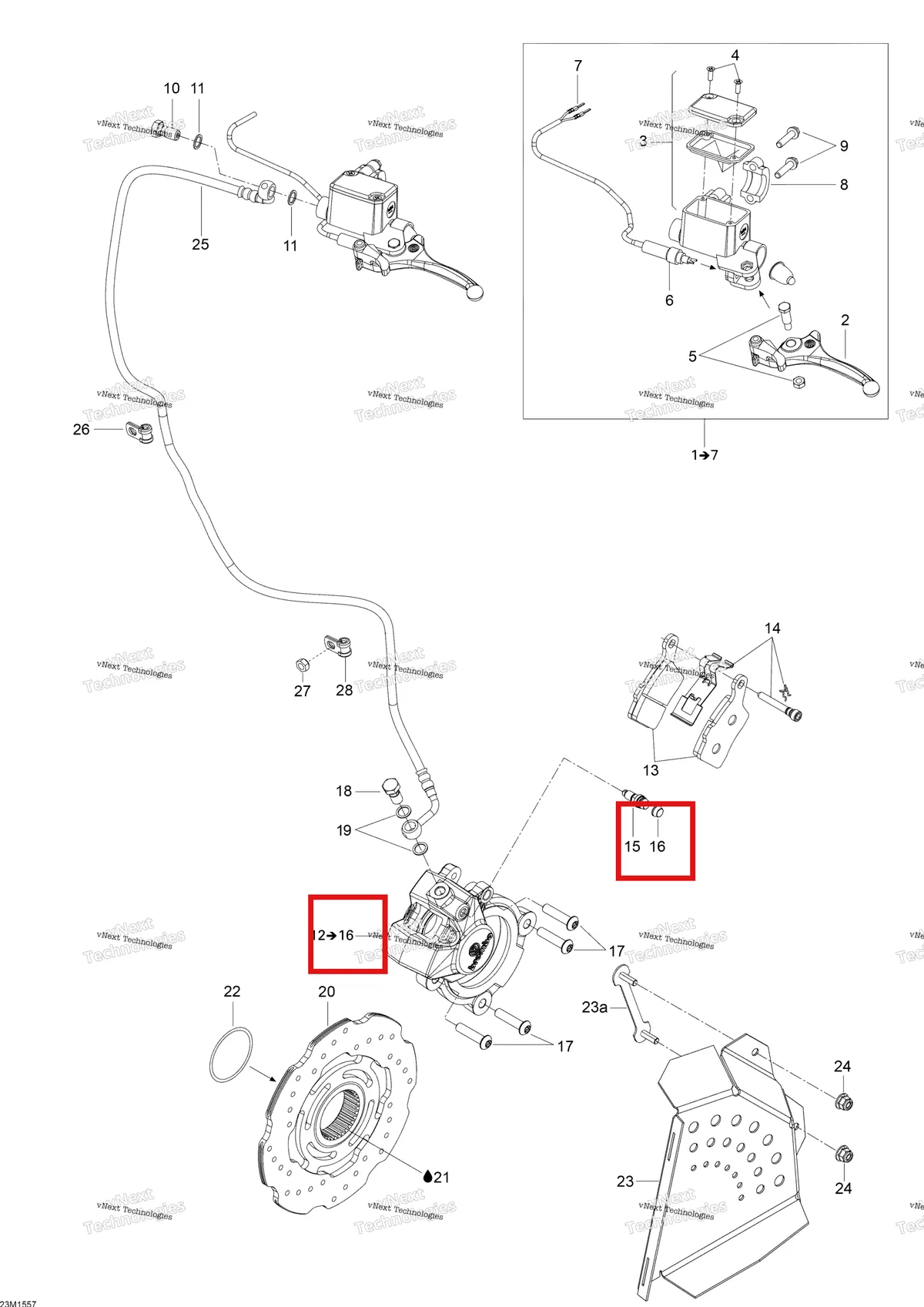 Деталь 414989700 (чехол) на схеме узла 2015 Ski-Doo EXPEDITION LE 1200 4-TEC Hydraulic Brakes