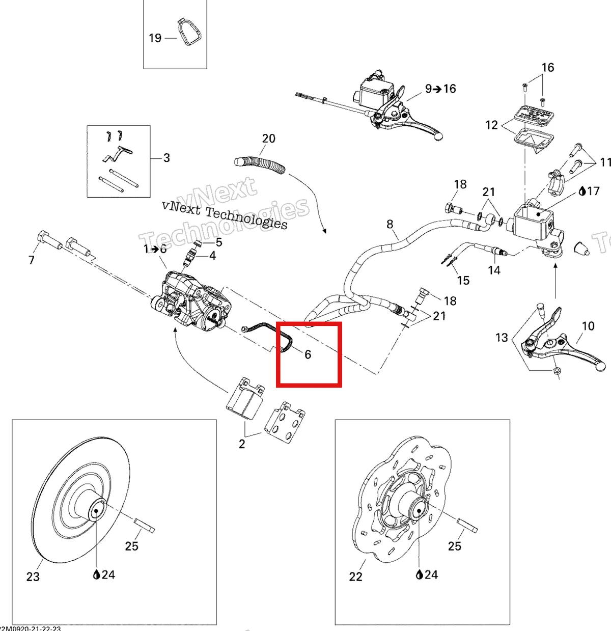 Деталь 414989900 (Патрубок) на схеме узла 2009 Ski-Doo GSX Fan Hydraulic Brakes