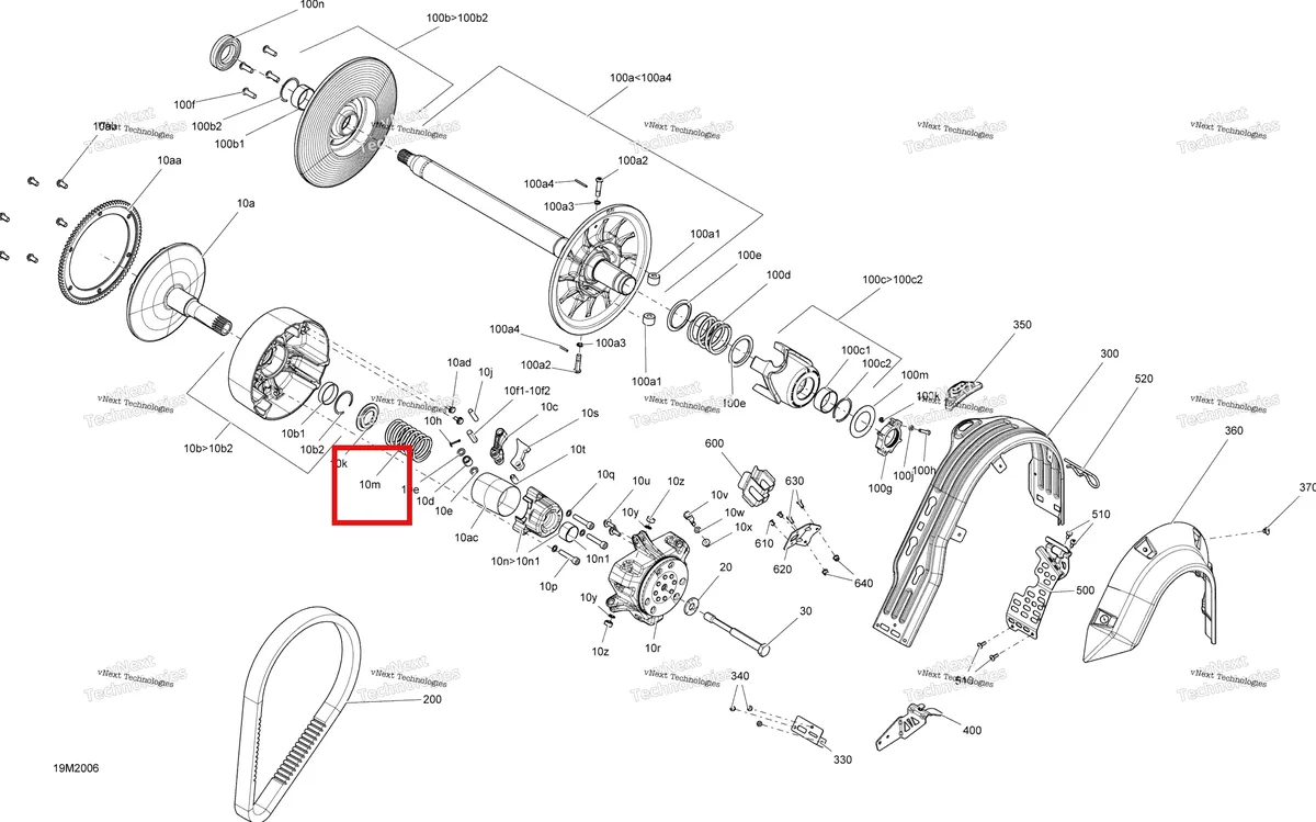 Деталь 415015200 (Деталь Spring, Redorange) на схеме узла 2020 Ski-Doo TUNDRA 600HO E-TEC Pulley - System