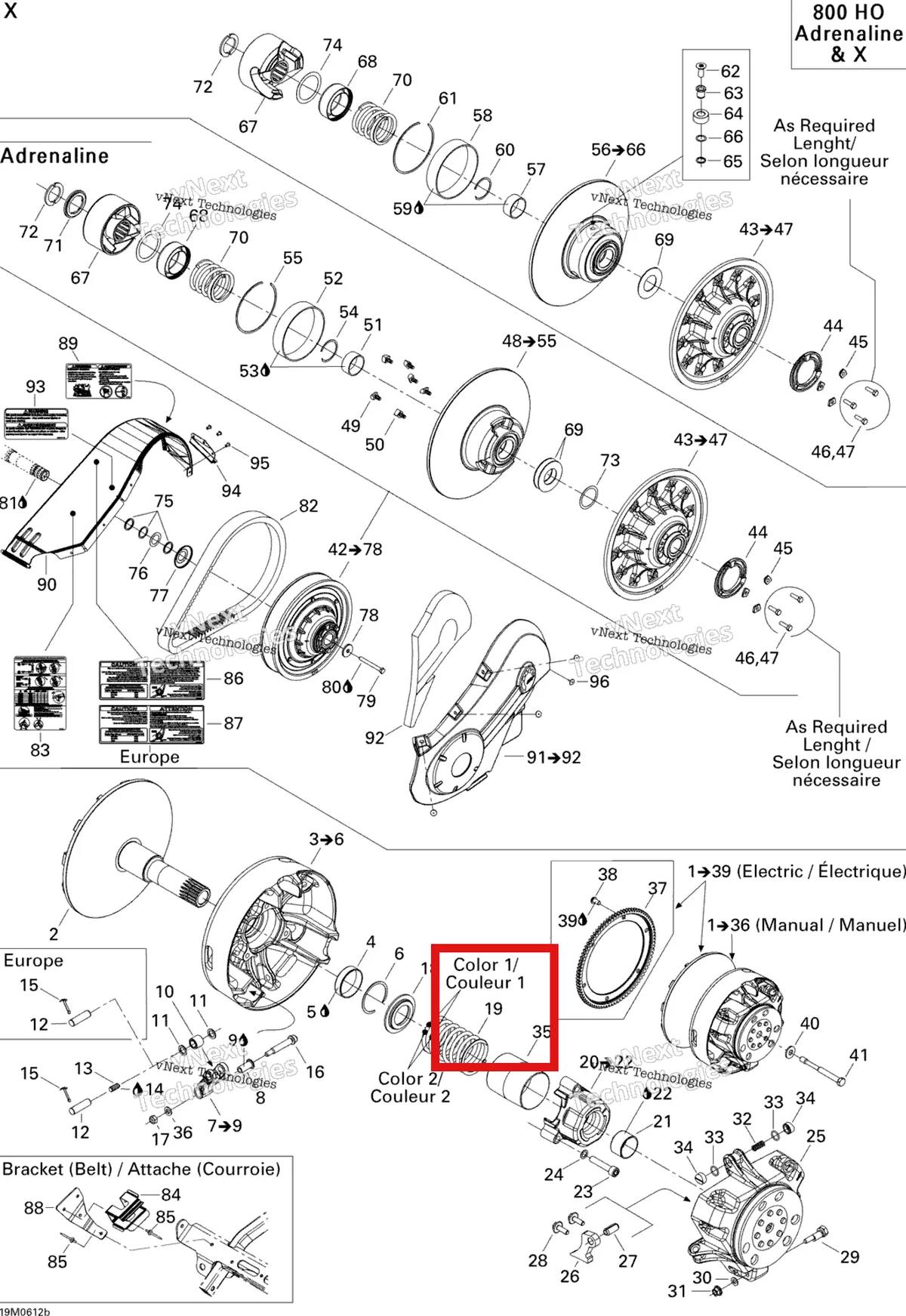 Деталь 415015300 (Деталь Spring, Violetyellow) на схеме узла 2006 Ski-Doo Summit 800 HO, Adrenaline & X Pulley System 800Ho