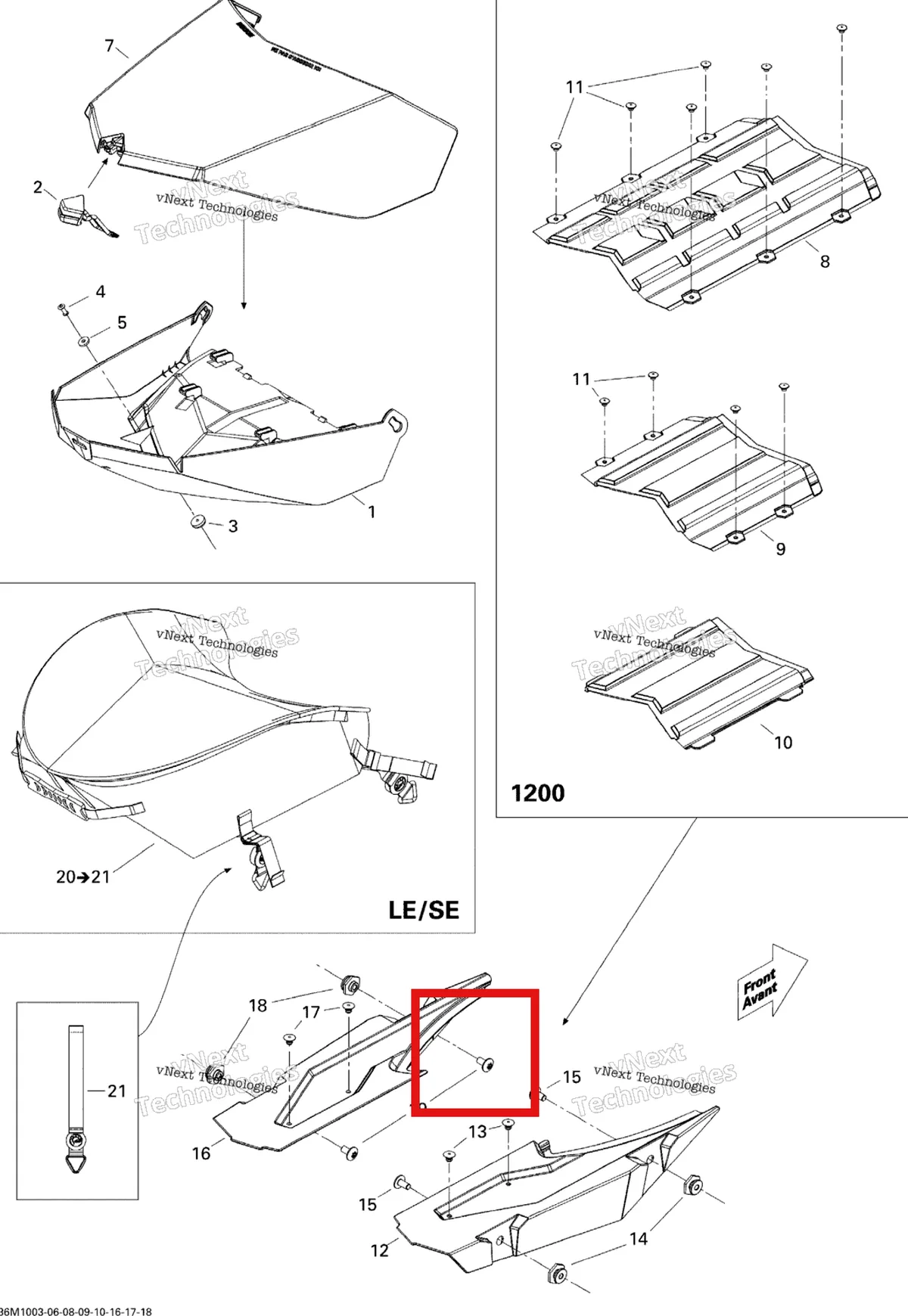 Деталь 415018100 (Резиновые стопоры) на схеме узла 2010 Ski-Doo GSX LE 1200 Luggage Rack 1200 Le