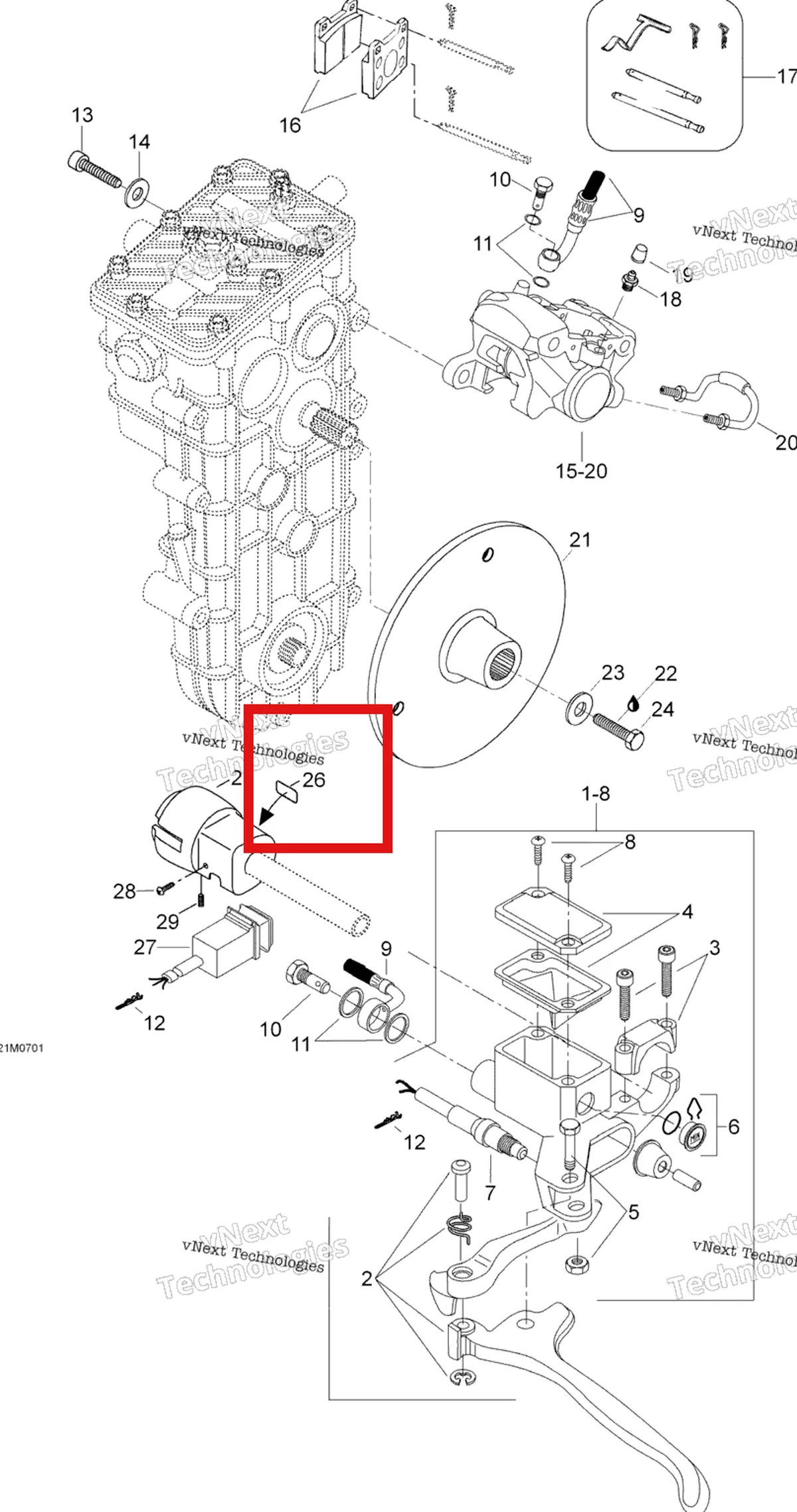 Деталь 415025500 (Наклейка) на схеме узла 2007 Ski-Doo Skandic SUV 550F Brakes