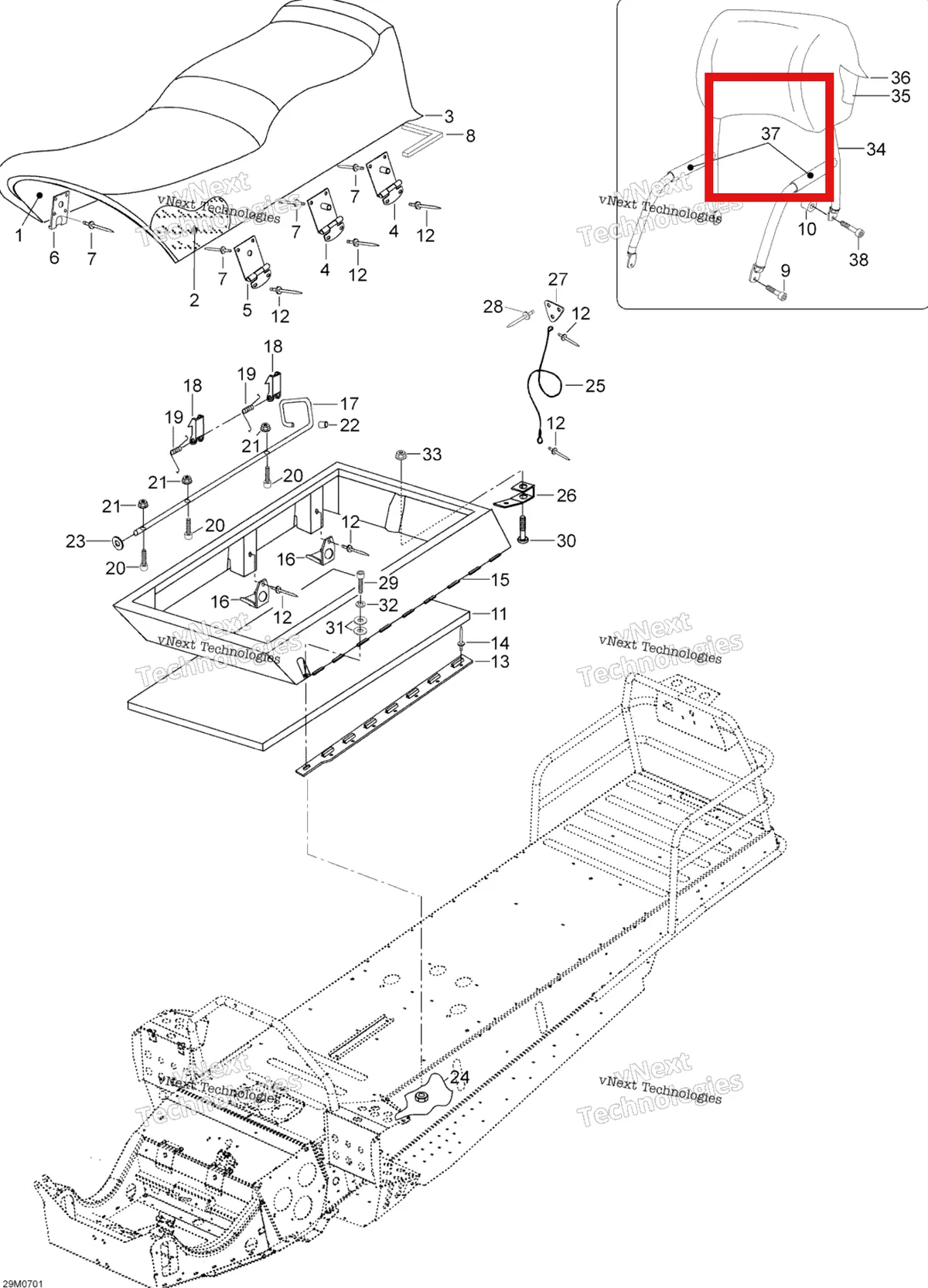 Деталь 415050300 (Рукоятка) на схеме узла 2007 Ski-Doo Skandic SUV 550F Seat 550F Suv