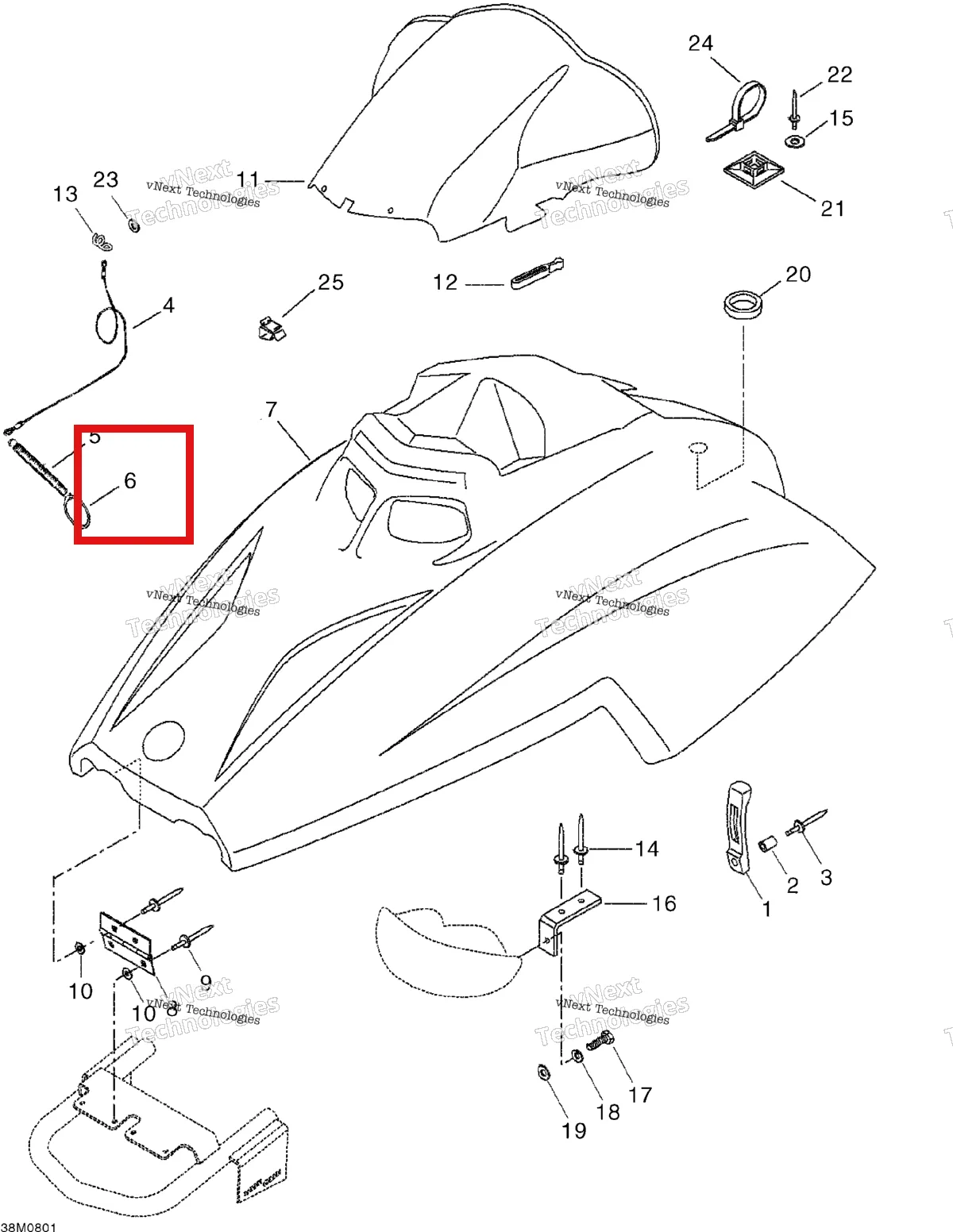 Деталь 415058300 (Прокладка) на схеме узла 2008 Ski-Doo Mini Z Cab And Console