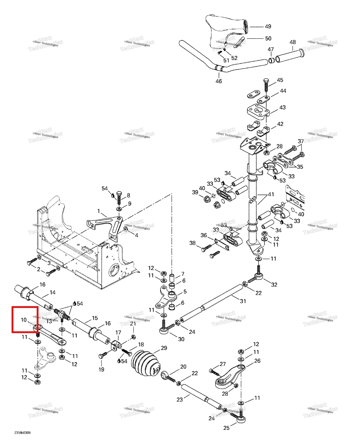 Деталь 415059800 на схеме узла 2003 Ski-Doo Mach Z Steering System