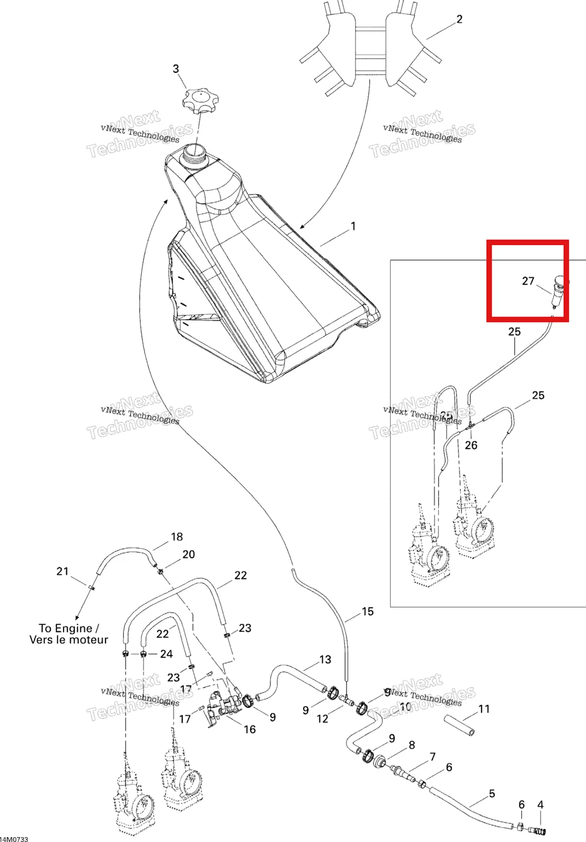 Деталь 415060500 (Деталь Primer. Safari 400_safari 400 E) на схеме узла 2007 Ski-Doo MX Z 440X Racing Fuel System