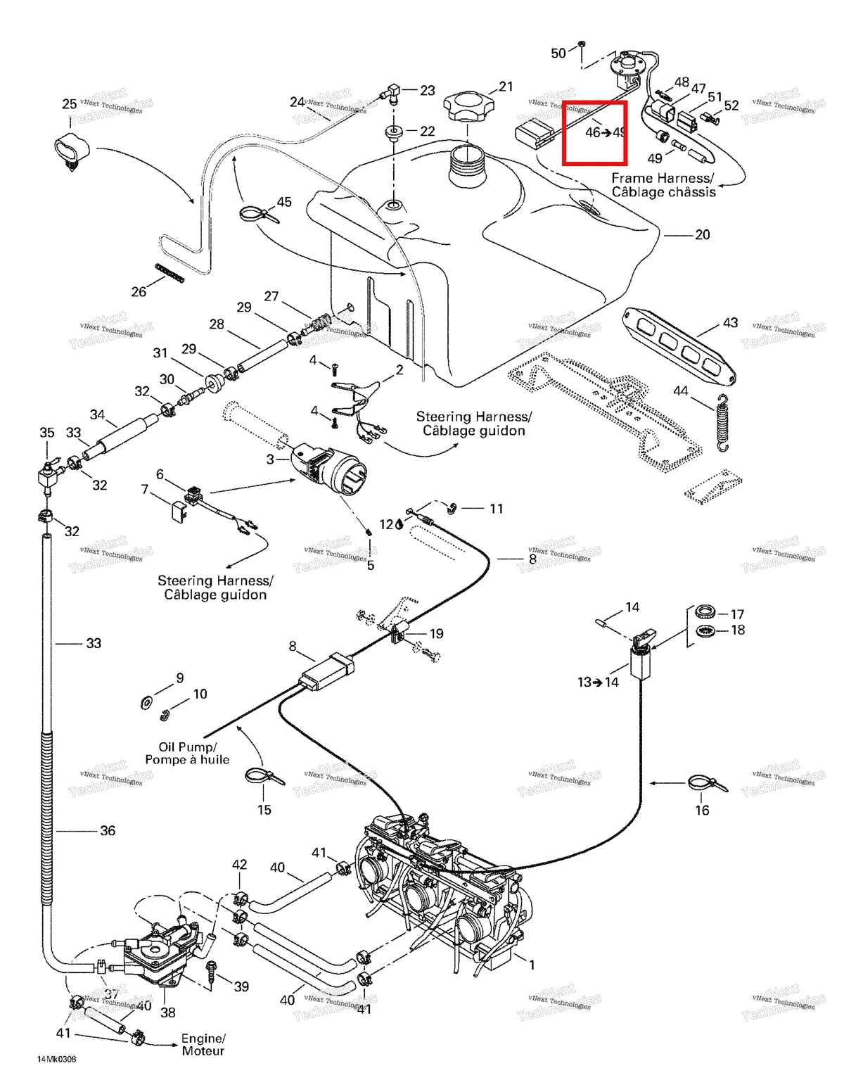Деталь 415080800 на схеме узла 2003 Ski-Doo Mach Z Fuel System