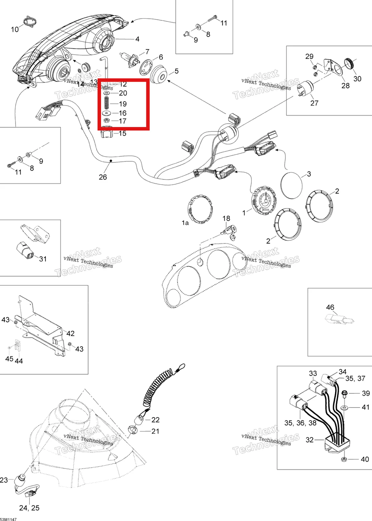 Деталь 415100600 (Пружина) на схеме узла 2012 Ski-Doo Skandic SWT V800 YetiII Electrical Accessories