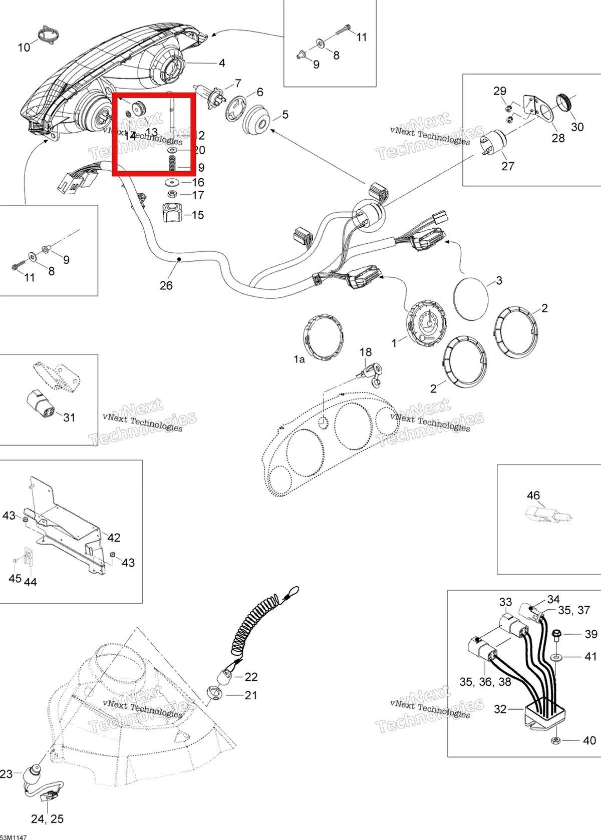 Деталь 415100800 (Уплотнитель резиновый) на схеме узла 2012 Ski-Doo Skandic SWT V800 YetiII Electrical Accessories