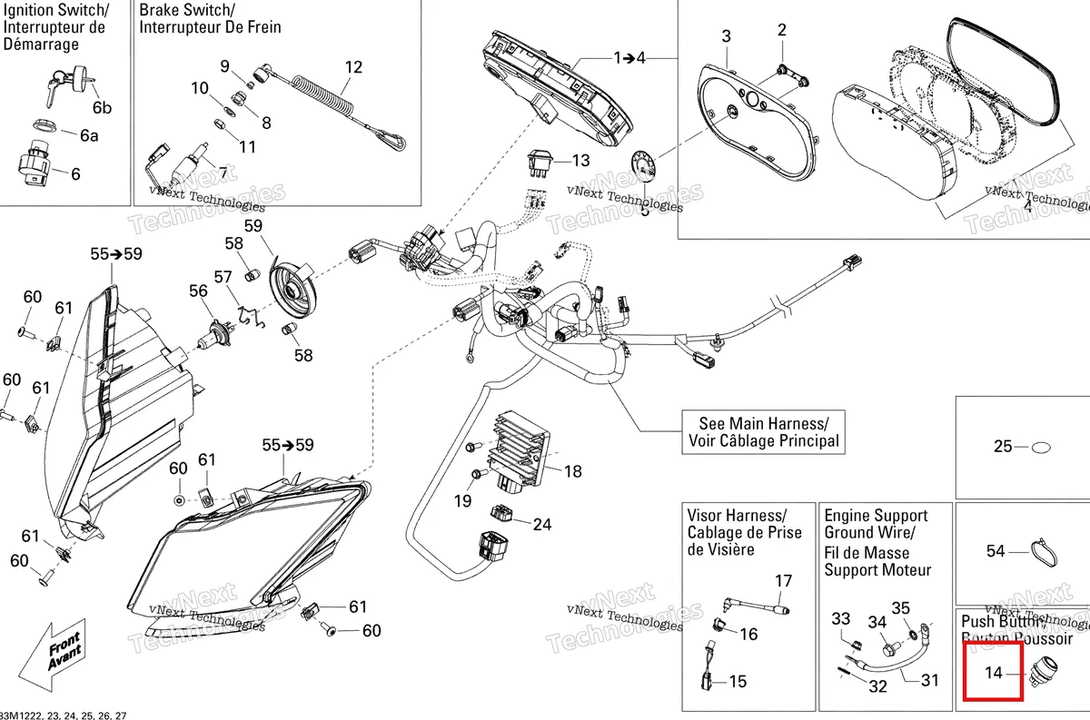 Деталь 415101200 (Деталь Reverse Knob) на схеме узла 2012 Ski-Doo Tundra STD & Sport & LT 550F XP-LTS Electrical System