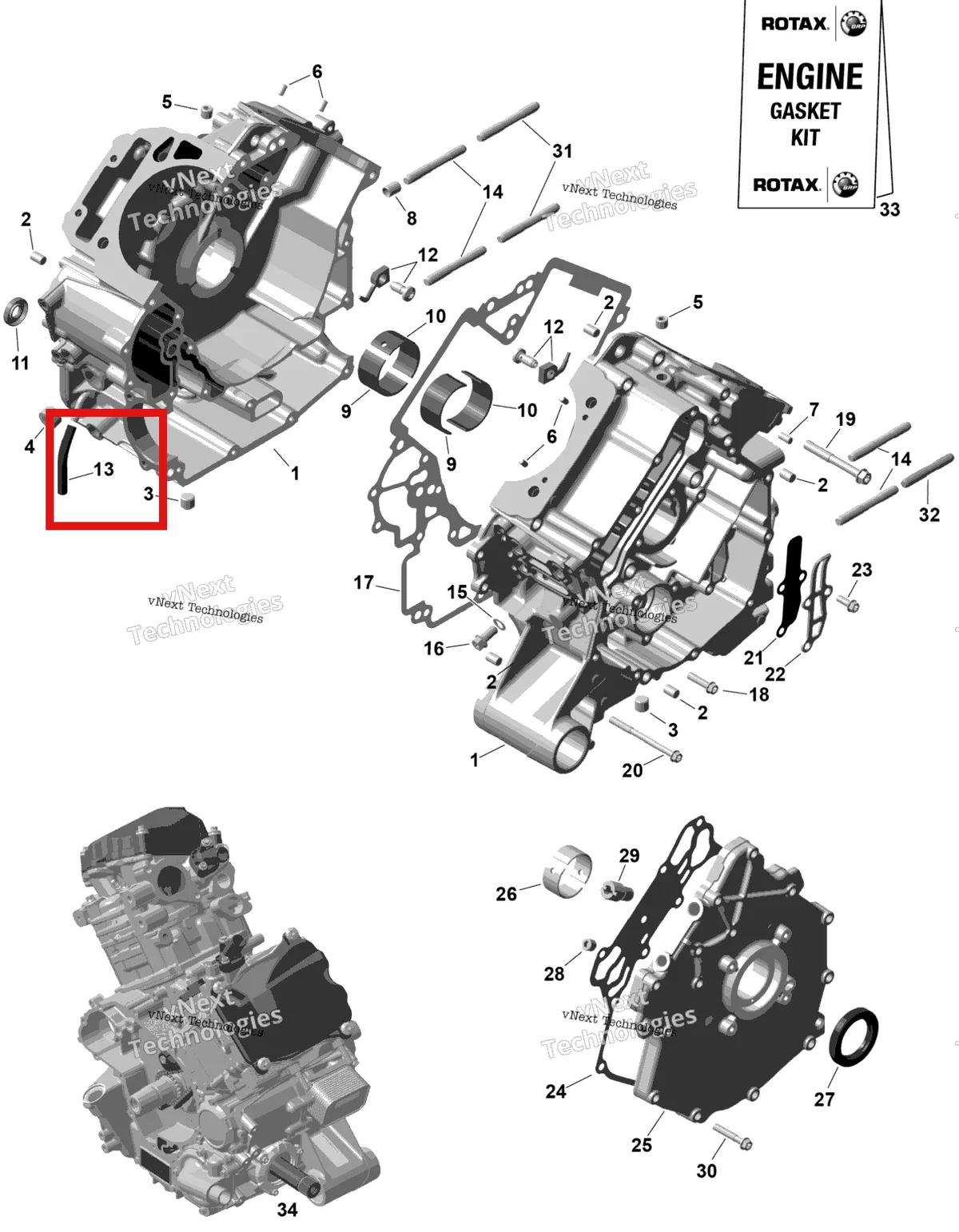 Деталь 415110000 (Шланг) на схеме узла 2026 Can-Am RENEGADE - 4X4 - XMR - 1000R EFI - 5UTA - Hyper Silver Rotax - Crankcase
