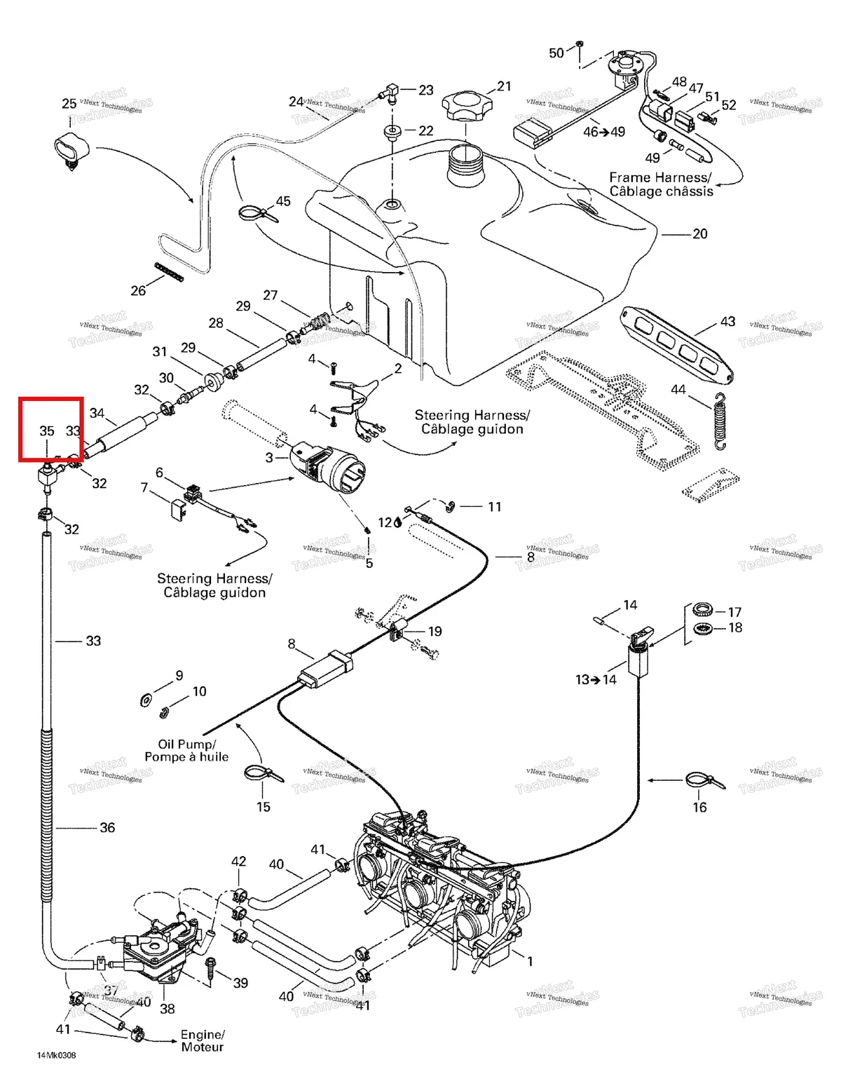 Деталь 415112200 на схеме узла 2003 Ski-Doo Mach Z Fuel System