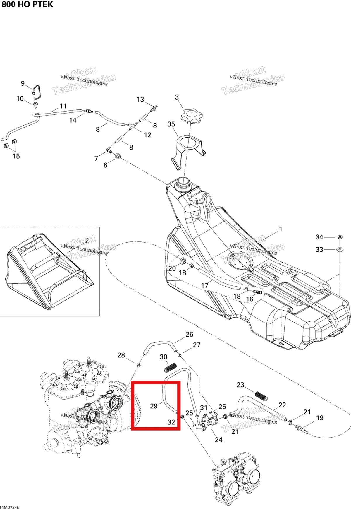 Деталь 415117800 (Шланг) на схеме узла 2007 Ski-Doo MX Z XRS 800 HO PTEK Fuel System 800 Ho Ptek