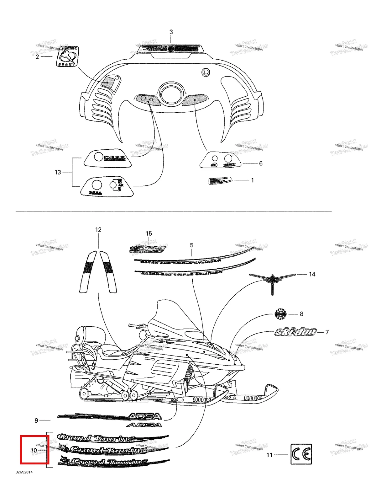 Деталь 415127842 на схеме узла 2000 Ski-Doo Grand Touring 700 Decals