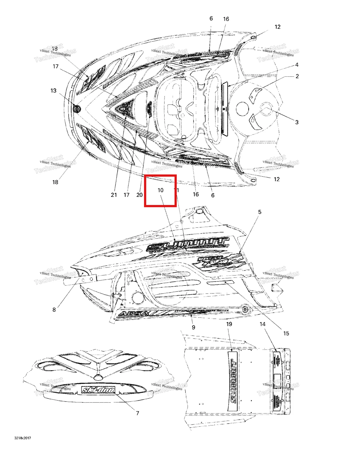 Деталь 415127884 на схеме узла 2000 Ski-Doo Summit 700 SB Decals 2