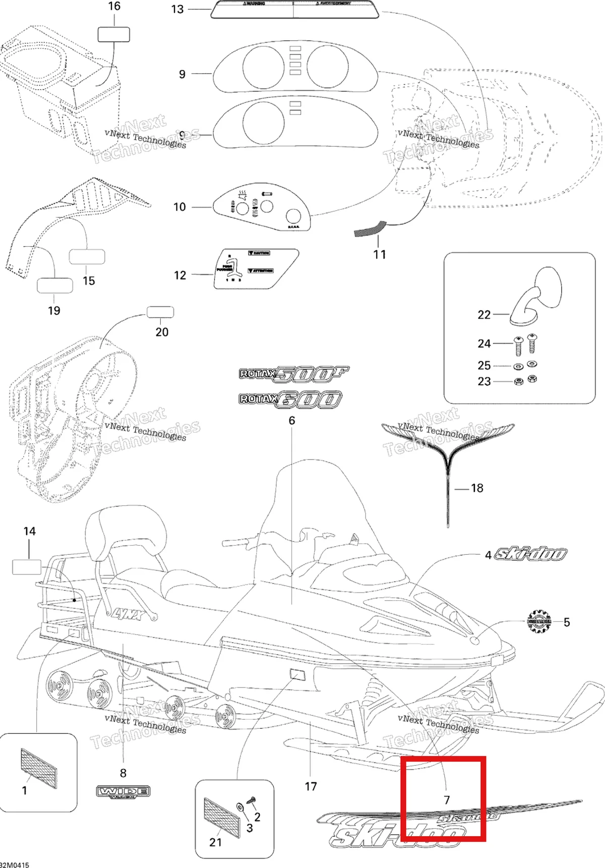 Деталь 415128568 на схеме узла 2004 Ski-Doo Skandic SUV 600 Decals