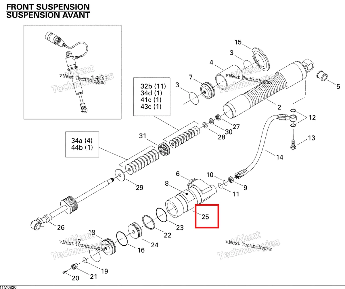 Деталь 415128592 (Деталь Hex. Collar Screw M6 X 40) на схеме узла 2008 Ski-Doo MX Z 600RS Take Apart Shock, Front