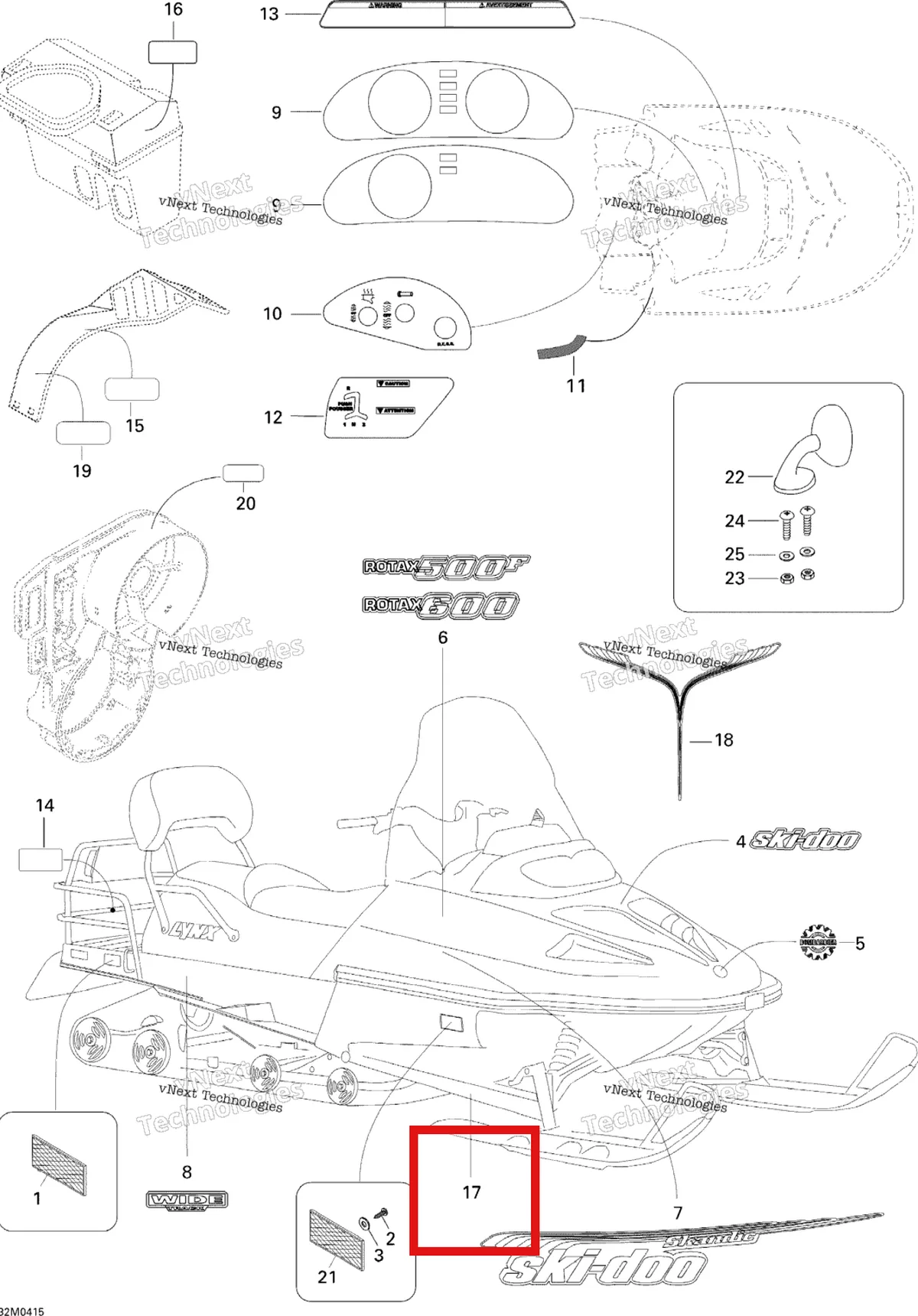 Деталь 415128600 на схеме узла 2004 Ski-Doo Skandic SUV 600 Decals