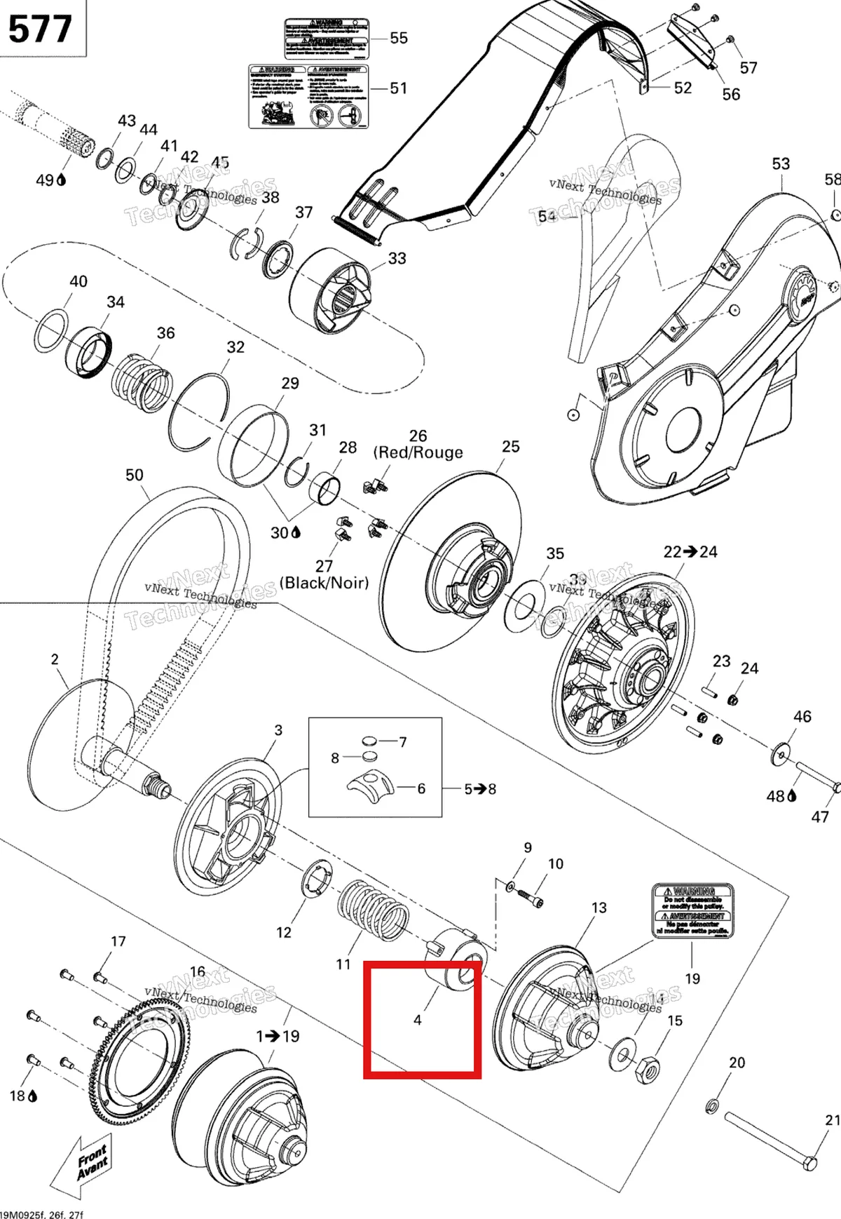 Деталь 415128602 (Деталь Spring Cover) на схеме узла 2009 Ski-Doo Skandic Tundra LT 550F Pulley System