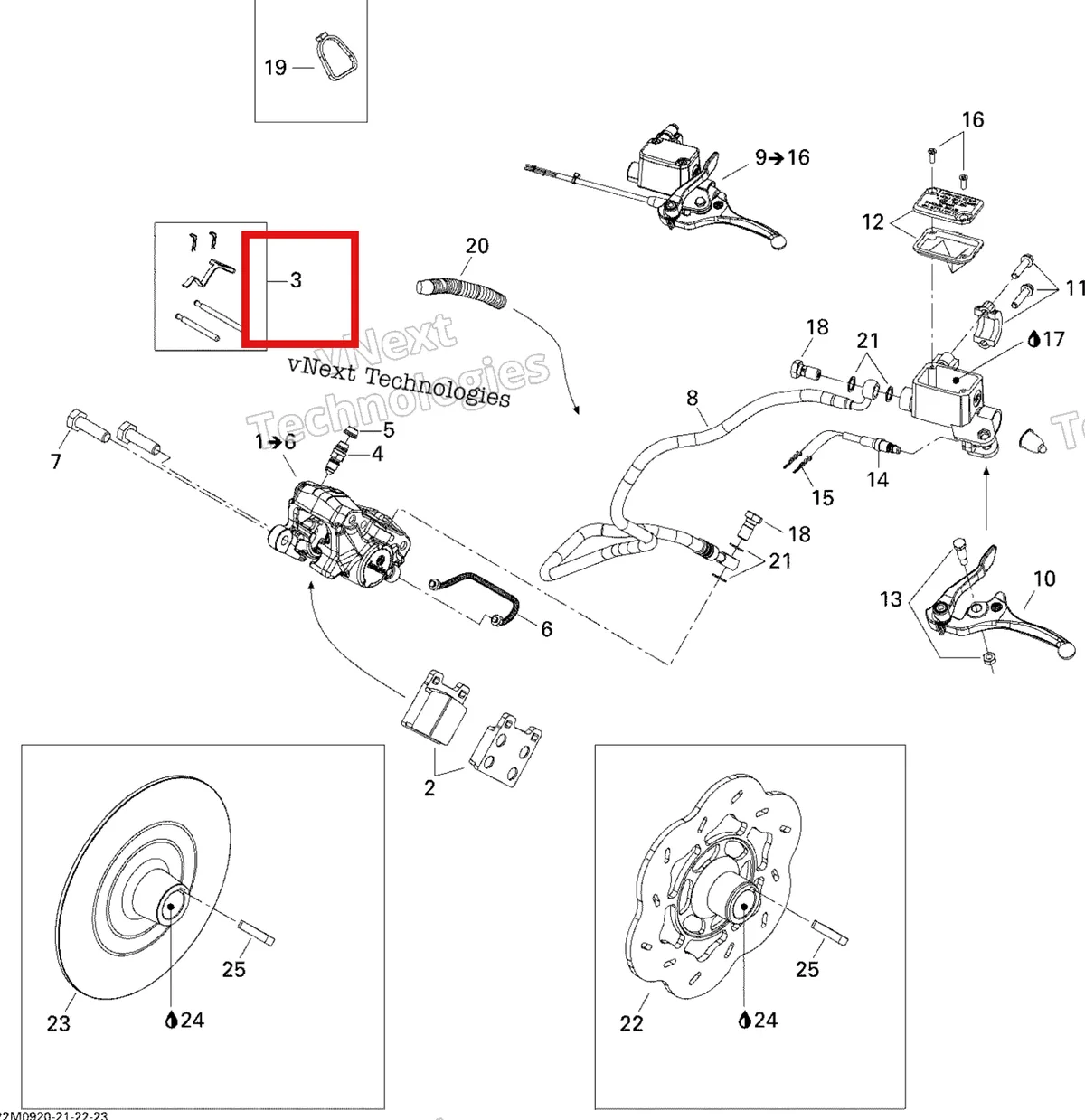 Деталь 415128865 (Деталь Kit, Pins, Retainers, Spring) на схеме узла 2009 Ski-Doo GSX Fan Hydraulic Brakes