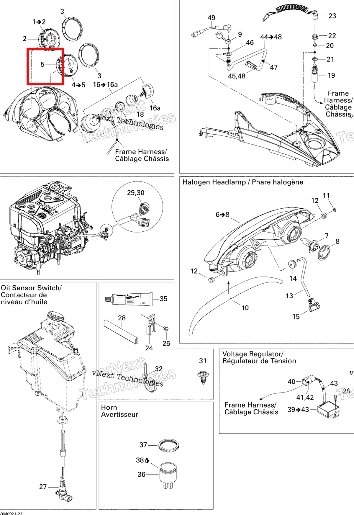 Деталь 415128937 на схеме узла 2009 Ski-Doo GSX Fan Electrical Accessories