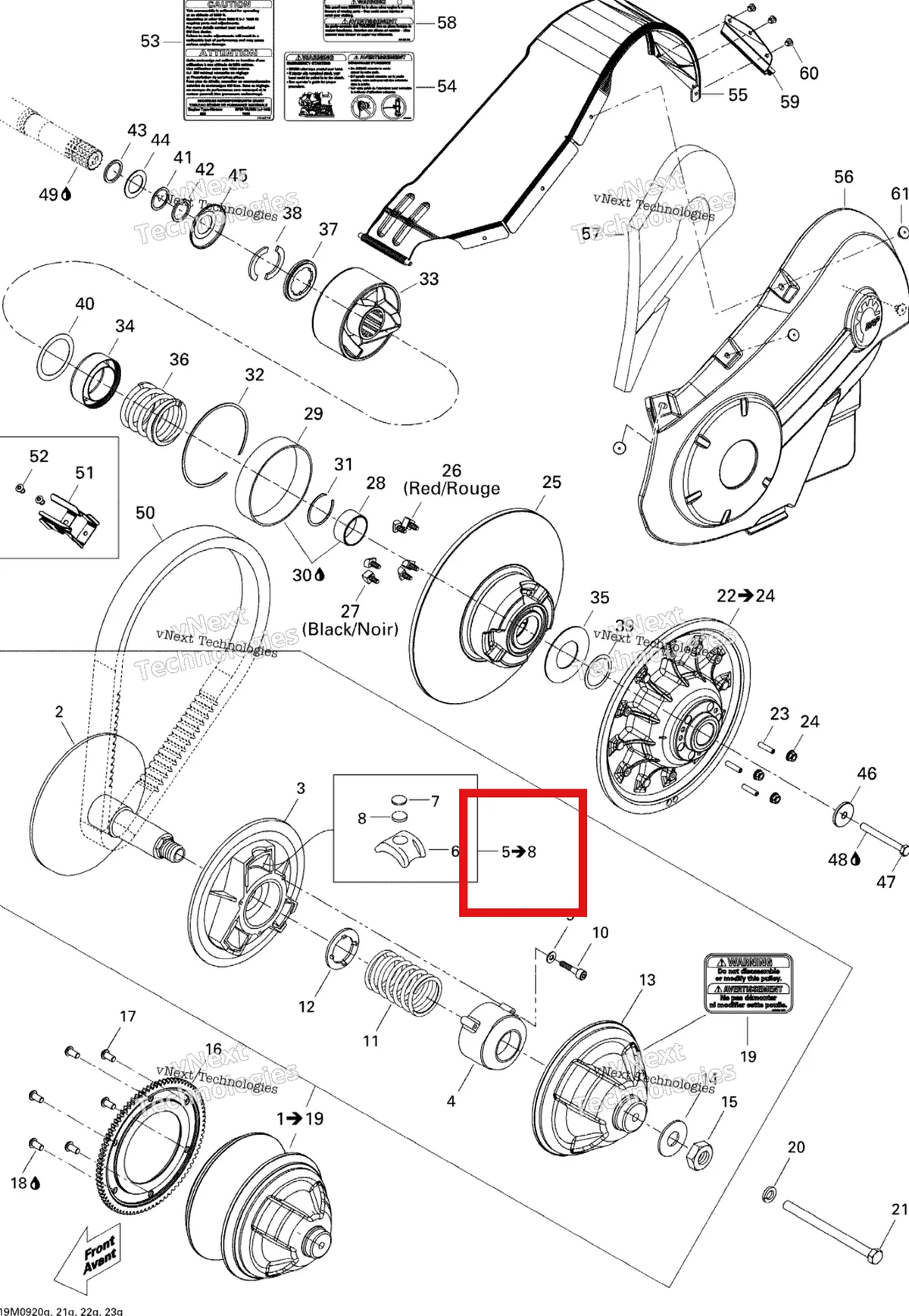 Деталь 415129125 (Деталь Centrifugal Block) на схеме узла 2009 Ski-Doo Summit Fan Pulley System