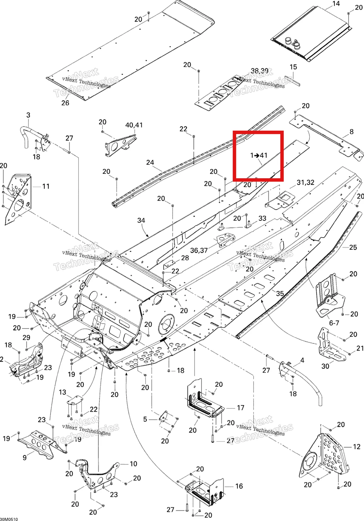 Деталь 415129150 на схеме узла 2006 Ski-Doo MX Z 440 Racing Frame