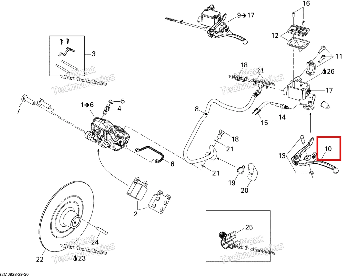 Деталь 415129216 (Рычаг) на схеме узла 2009 Ski-Doo Legend Touring Hydraulic Brakes