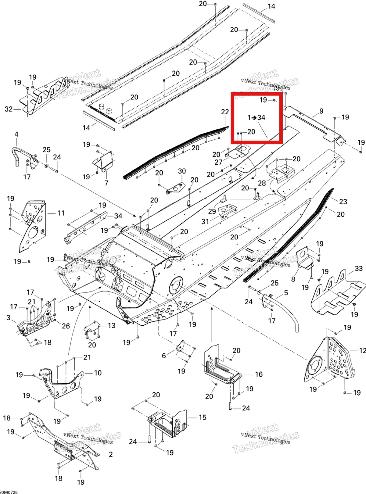 Деталь 415129233 на схеме узла 2007 Ski-Doo GSX LTD 800 HO PTEK Frame