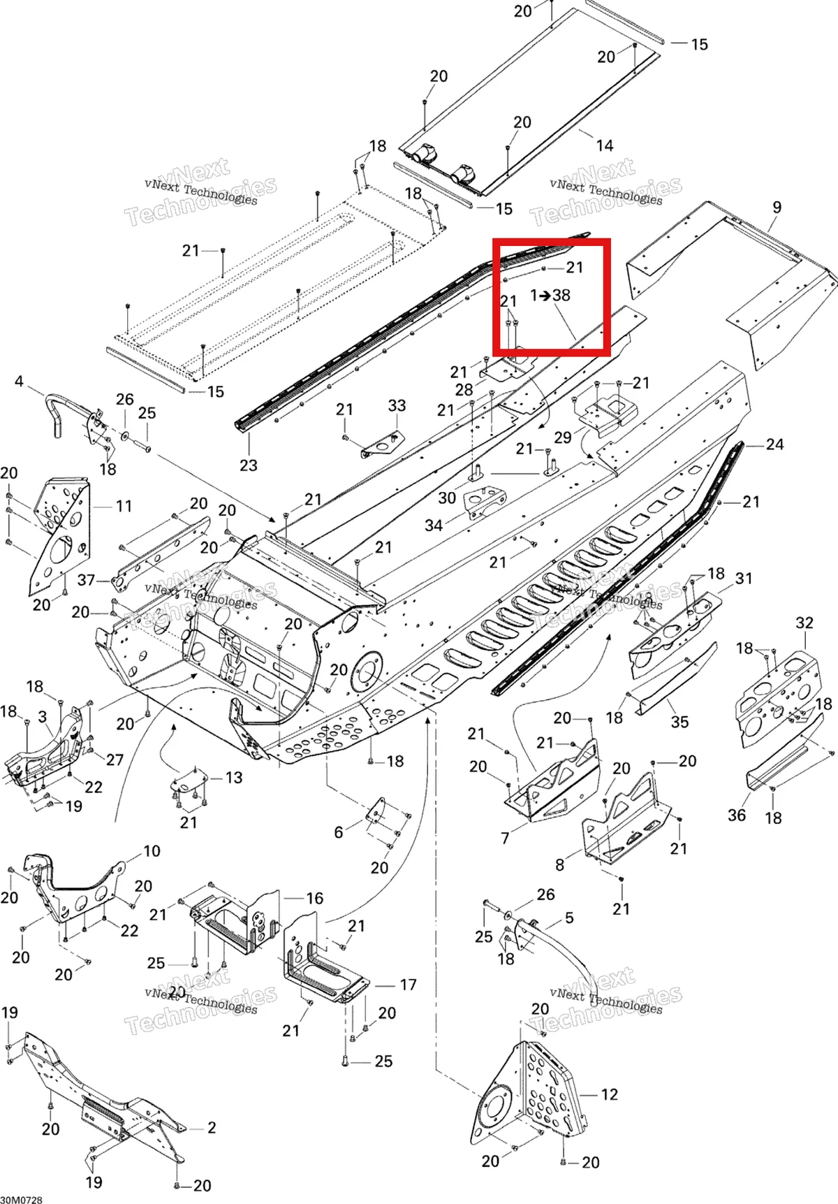 Деталь 415129235 на схеме узла 2007 Ski-Doo Summit X Frame