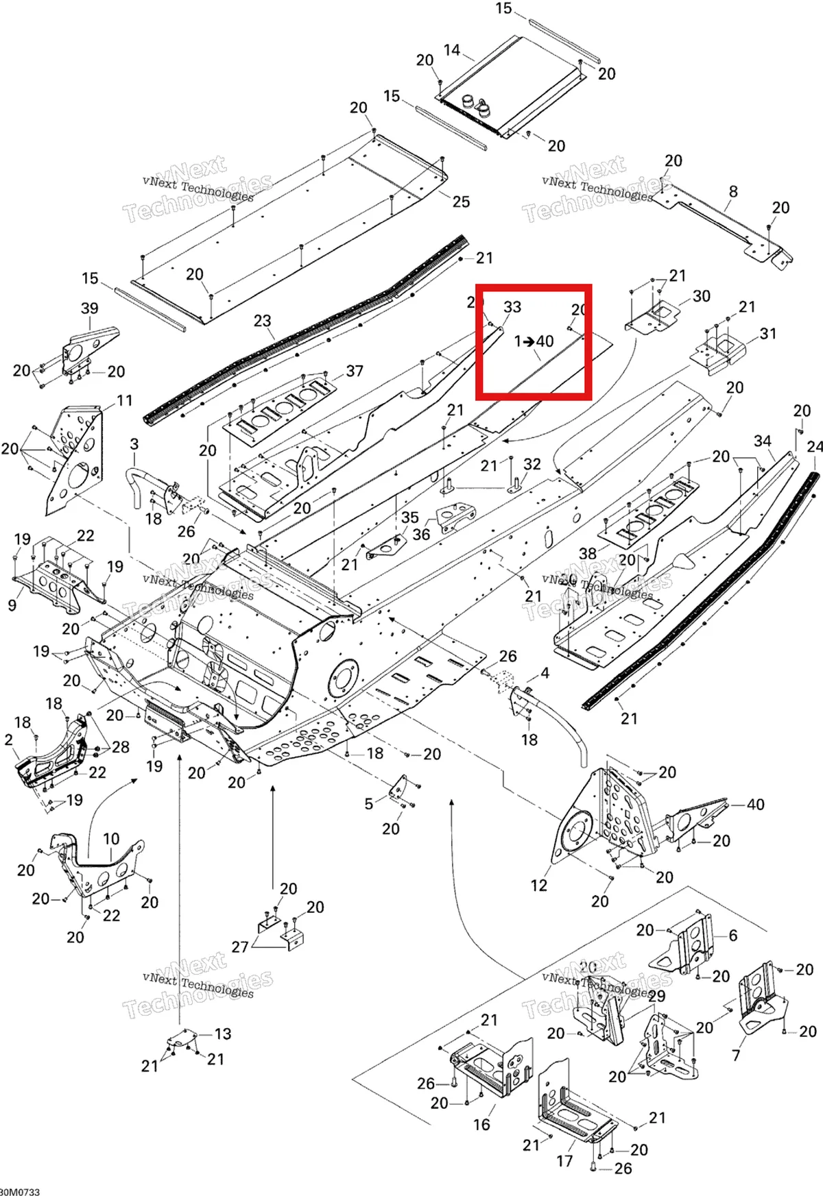 Деталь 415129241 на схеме узла 2007 Ski-Doo MX Z 440X Racing Frame