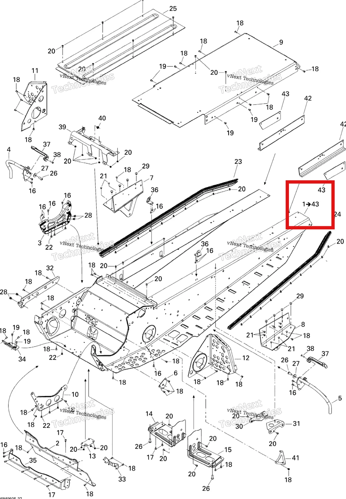 Деталь 415129295 на схеме узла 2009 Ski-Doo Skandic Tundra LT 550F Frame