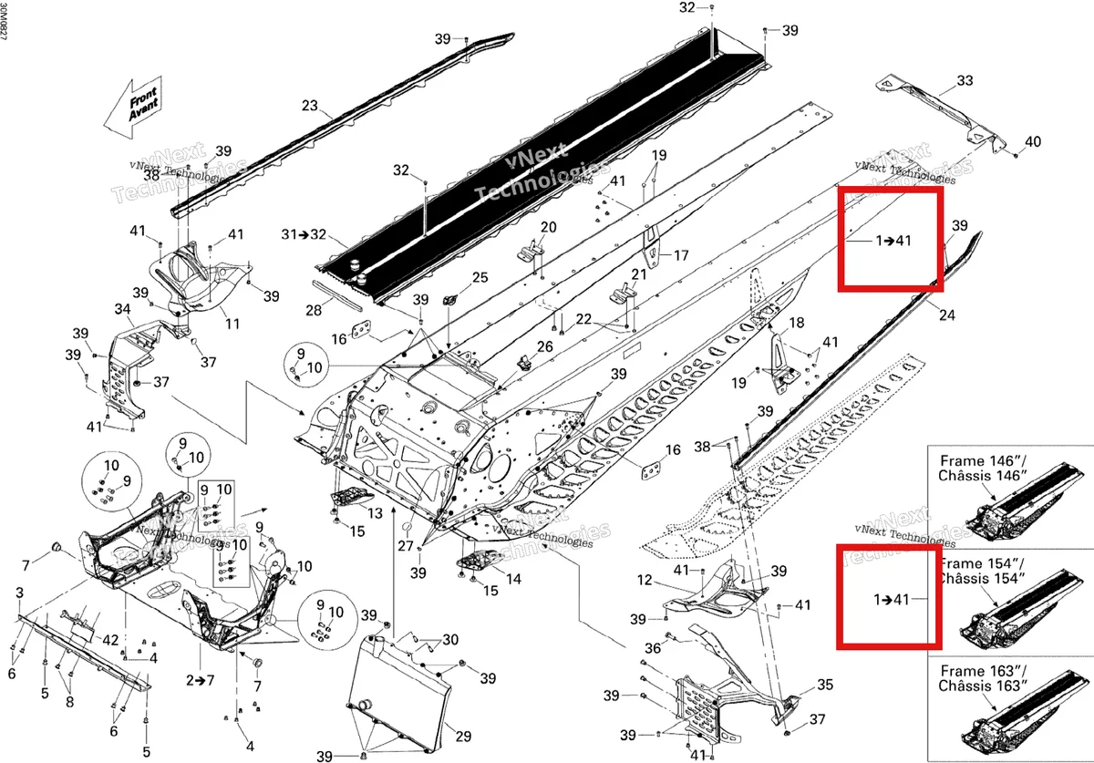 Деталь 415129303 на схеме узла 2008 Ski-Doo Summit X 800R Frame