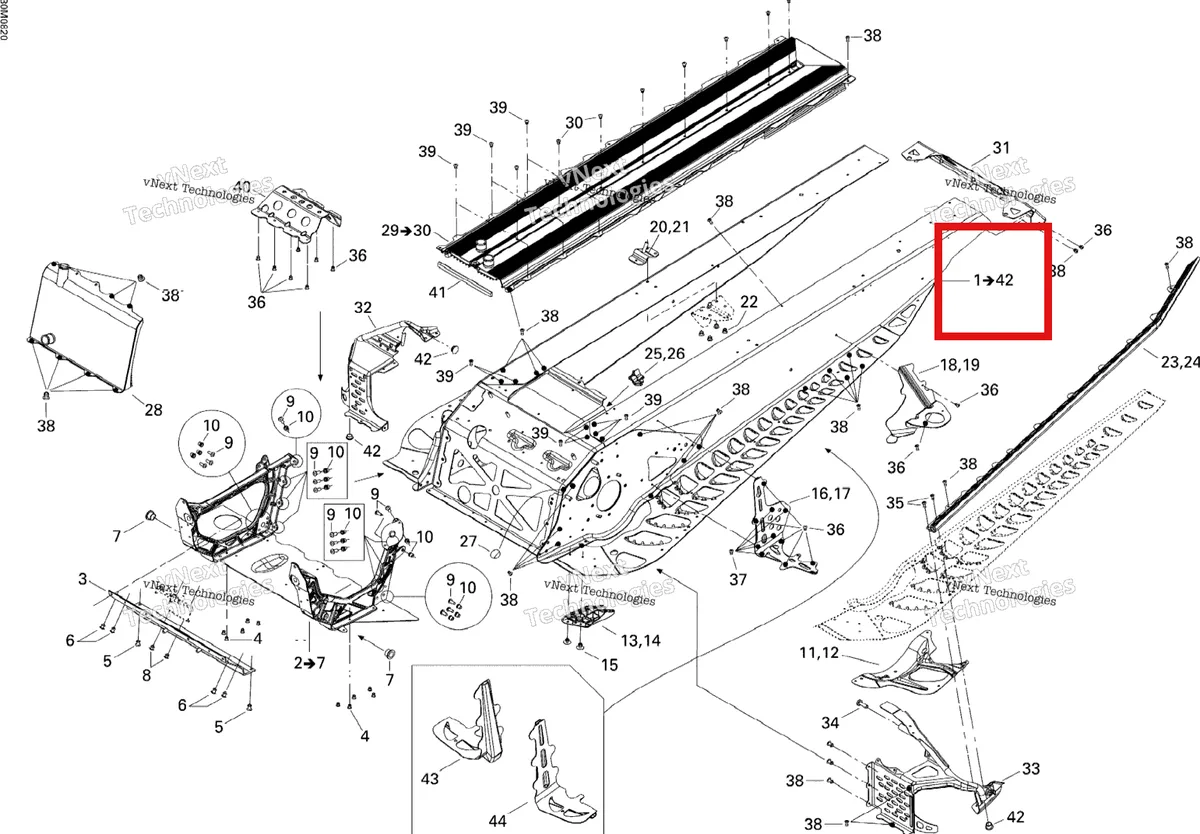 Деталь 415129304 на схеме узла 2008 Ski-Doo MX Z 600RS Frame