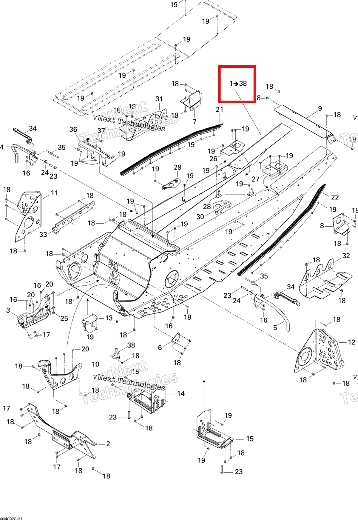 Деталь 415129305 на схеме узла 2009 Ski-Doo GSX Fan Frame