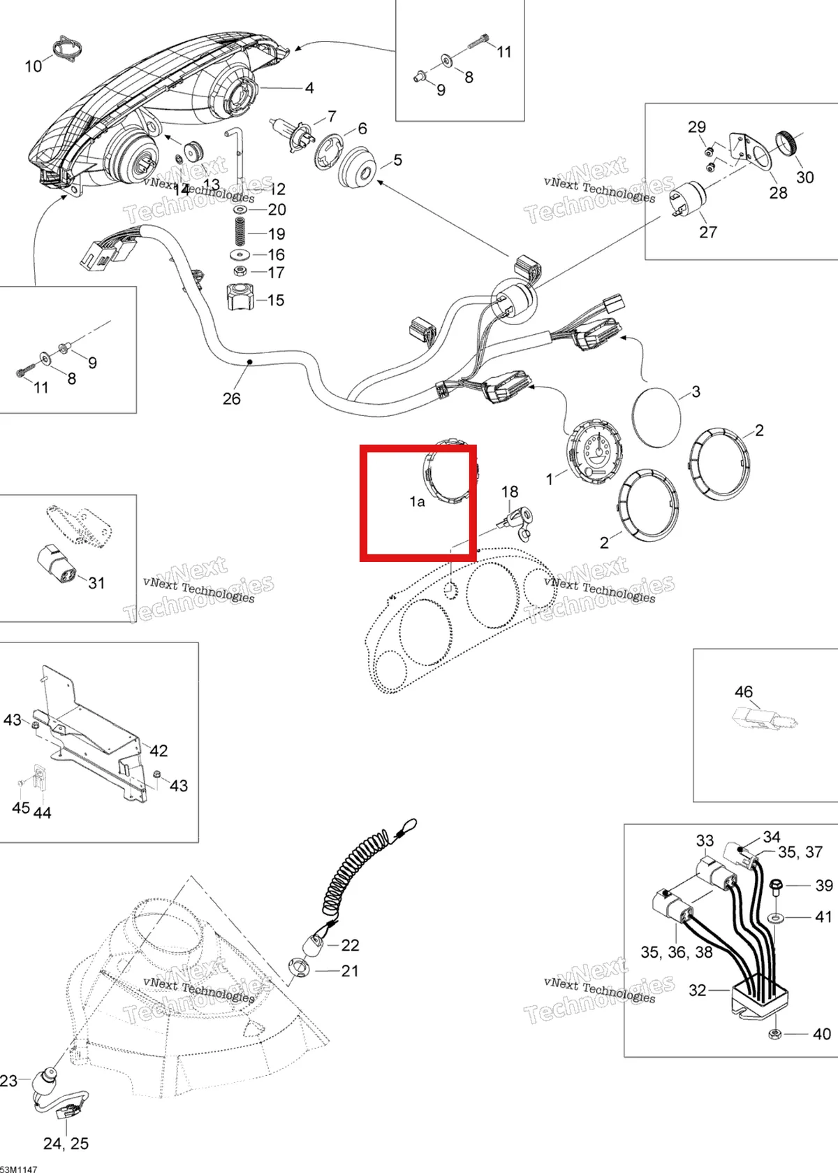 Деталь 415129319 (Линза) на схеме узла 2012 Ski-Doo Skandic SWT V800 YetiII Electrical Accessories