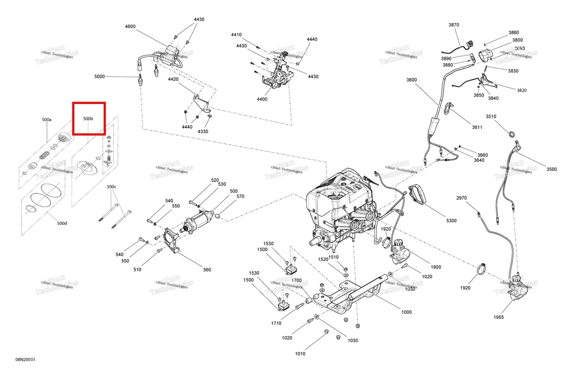 Деталь 415129333 (Деталь Brush Kit) на схеме узла 2020 Ski-Doo SKANDIC WT 550F Engine - System