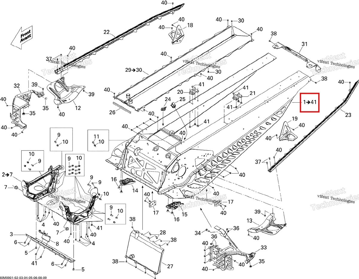 Деталь 415129382 на схеме узла 2009 Ski-Doo GSX Limited 600 H.O. E-TEC Frame