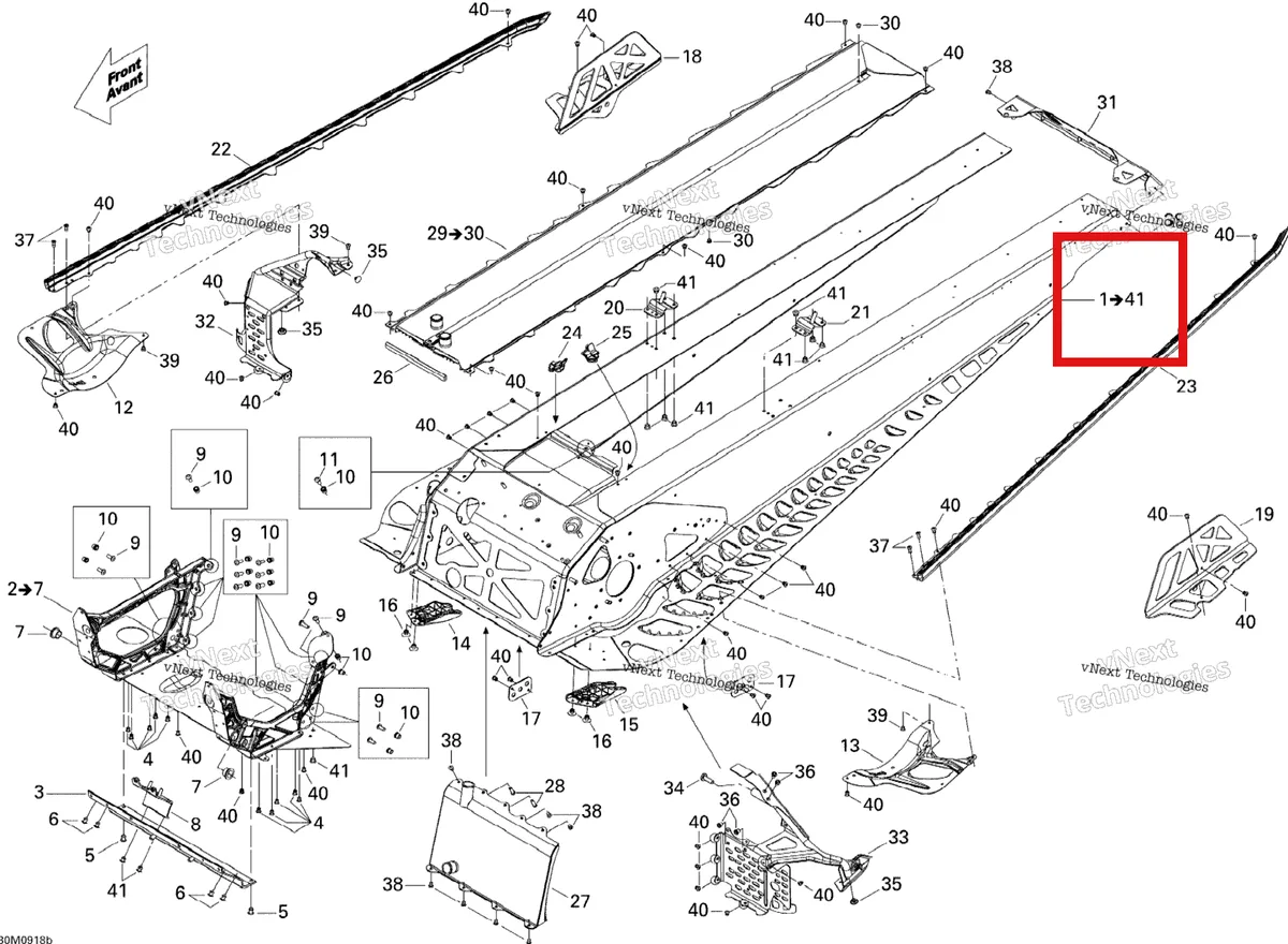 Деталь 415129385 на схеме узла 2009 Ski-Doo GTX LE 600 H.O. E-TEC Frame 600Ho