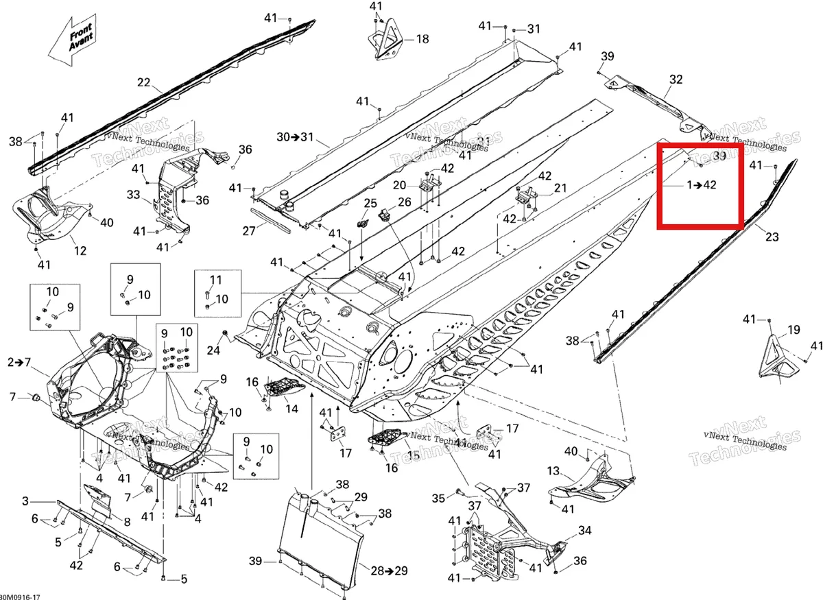 Деталь 415129391 на схеме узла 2009 Ski-Doo MX Z TNT 1200 4-TEC Frame