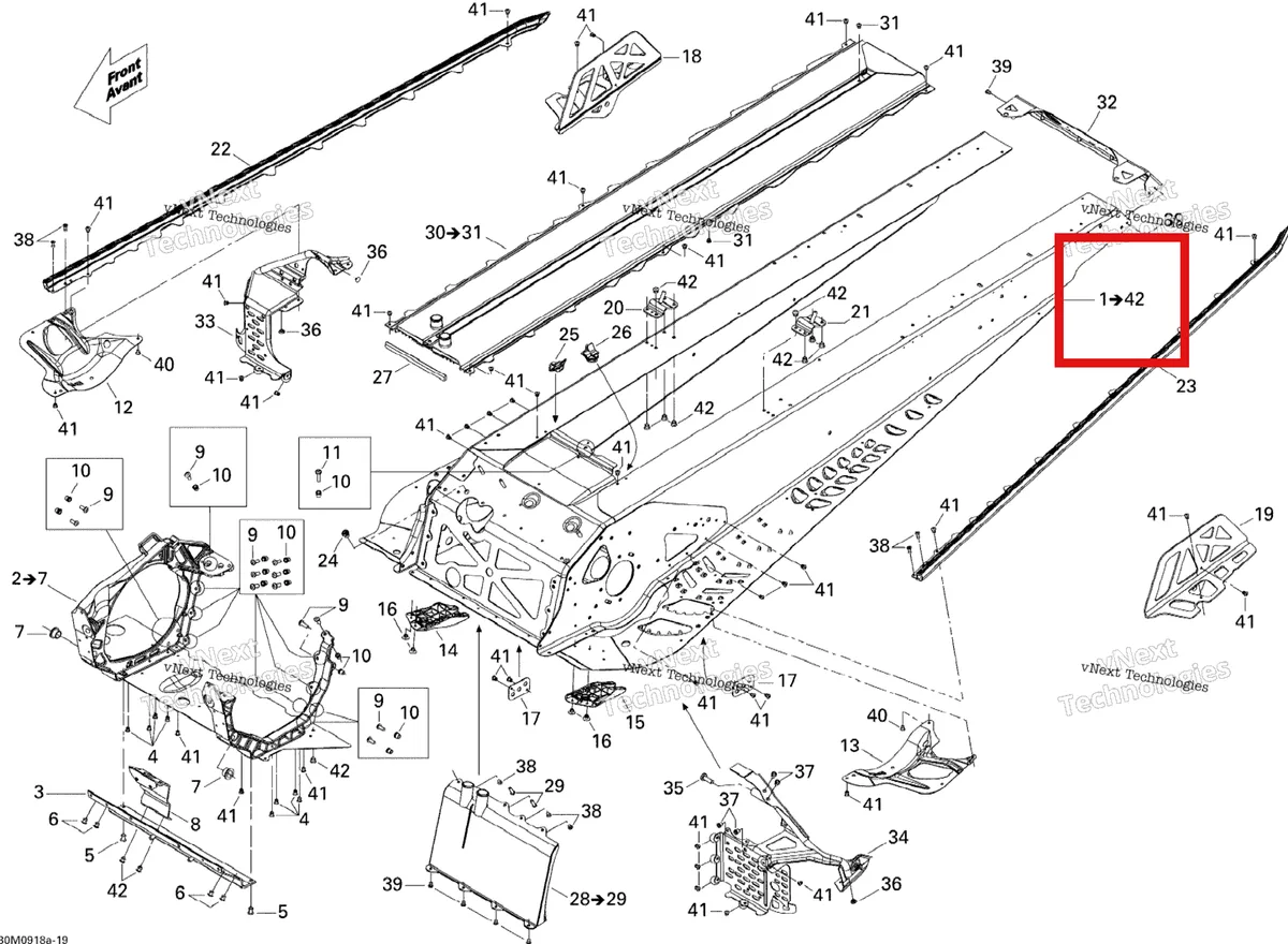 Деталь 415129393 на схеме узла 2009 Ski-Doo GTX SE 1200 4-TEC Frame