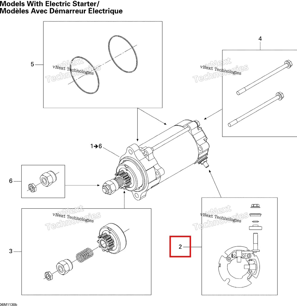 Деталь 415129452 (Деталь Brush Kit) на схеме узла 2011 Ski-Doo Grand Touring Sport 550F XP-FAN Electric Starter North America