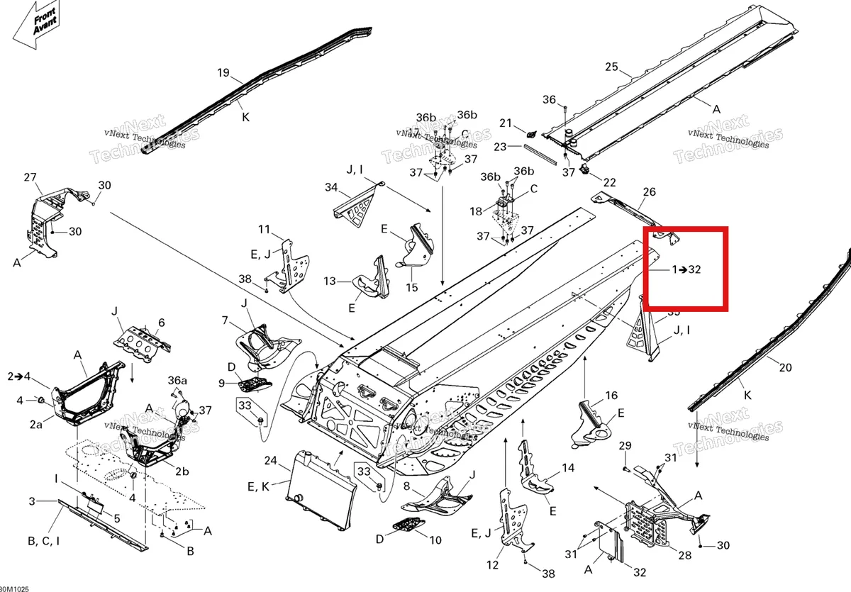 Деталь 415129470 на схеме узла 2010 Ski-Doo MX Z X 600RS Frame